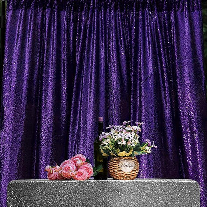 JYFLZQ Purple Sequin Backdrop Curtains 6ft x 8ft 1 Panel Glitter Photo Booth Backdrops Sparkly Photography Background Drapes for Parties Wedding Bridal Showers