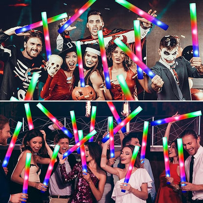 124 PCS Glow Sticks, Foam Glow Sticks, Foam Light up Sticks with 3 Modes Colorful Flashing, Glow In The Dark Party Supplies, Glow Sticks Bulk Party Pack, Foam Glow Sticks Bulk for Party, Raves