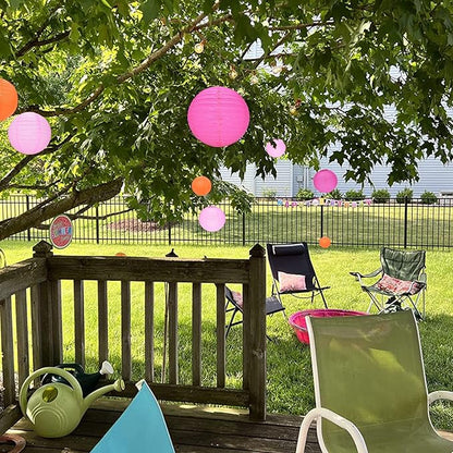 12Pcs Round Paper Lanterns Assorted Sizes (6" 8" 10" 12") for Home Decor, Restaurant, Church, Wedding, Birthday Party Decorations, Hanging Chinese Japanese Paper Lantern Lamps (3 Colors)