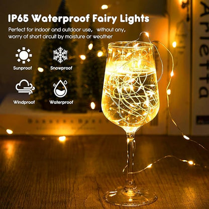 Minetom 12 Pack Fairy Lights Battery Operated String Lights with Timer - 7ft 20 LED Waterproof Silver Wire Firefly Light Waterproof for DIY Crafts Wedding Décor Table Mason Jars Party