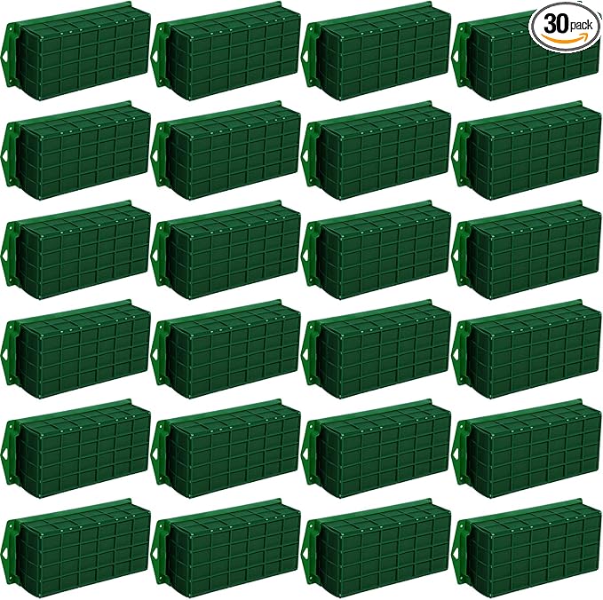 Boao 30 Pieces Floral Foam Cage Holder with Floral Foam for Fresh Flowers Cage Bowl for Table Centerpiece Flower Arrangement, Rectangle, 11.8 x 4.7 x 3.1 Inch