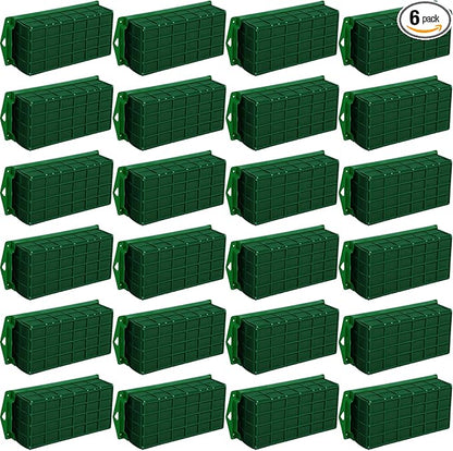 Boao 6 Pieces Floral Foam Cage Holder with Floral Foam for Fresh Flowers Cage Bowl for Table Centerpiece Flower Arrangement, Rectangle, 11.8 x 4.7 x 3.1 Inch