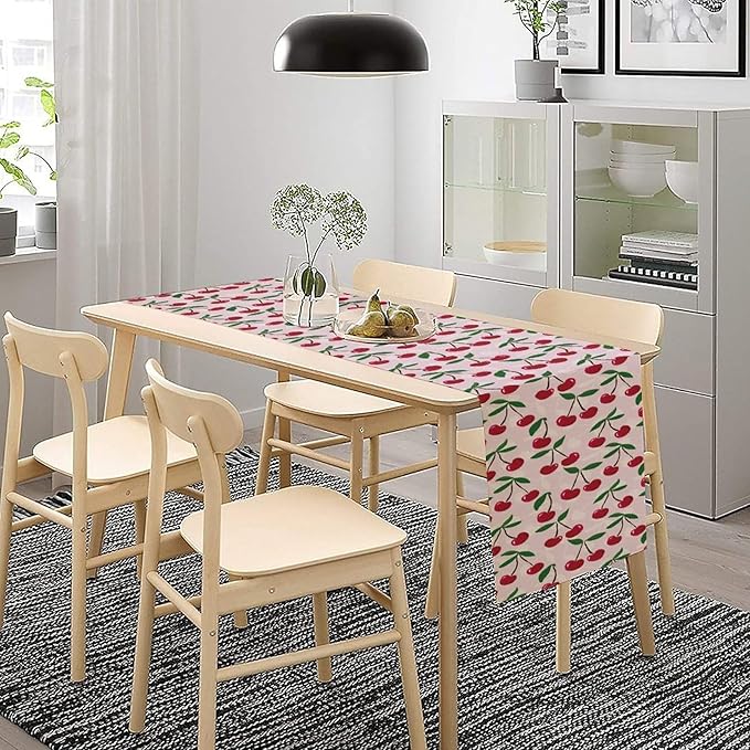 Cherry Table Runner,Spring Summer Fruit Table Runner for Kitchen Dining Table Home Party Decoration 13x120 Inch