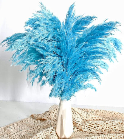Blue Pampas Grass for Home Decor - Elegant Boho Decor - Premium Quality Pampas Grass Stems - Perfect for House, Nursery, Western, Wedding, Table, and Bohemian Decor (20PCS)