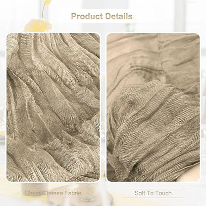1 Pack Khaki Cheesecloth Table Runner 35x120 Inch 10Ft Rustic Gauze Cheese Cloth Table Runner Sheer Cheesecloth Table Runners for Wedding Party Bridal Shower Decoration