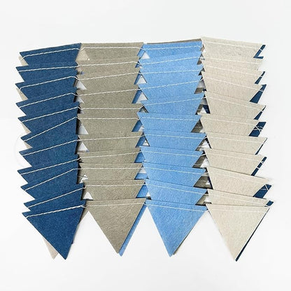 Dusty Blue Party Decoration Gray Blue Felt Hanging Triangle Mini Bunting Pennant Banner Flag for Baby Shower Birthday Wedding Nautical Ahoy Achor Bridal Shower Engagement Party Classroom Nursery Decor