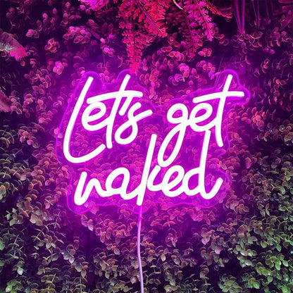 Lets Get Naked Neon Sign Let's Get Naked Neon Signs for Wall Decor, Led Light Sign for Girls Thanksgiving Bedroom Birthday Party Bar, 11.8" x 9.4"