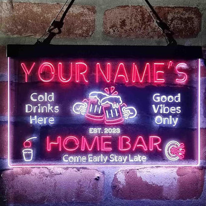 ADVPRO Personalized Your Name Custom Home Bar Beer Established Year Dual Color LED Neon Sign White & Red 12 x 8.5 Inches st6s32-p1-tm-wr