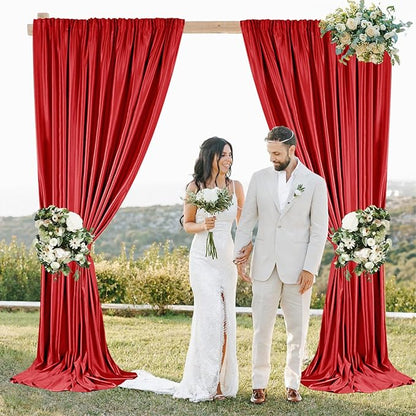Sugargirl 10x10FT Red Backdrop Curtains Polyester Photo Backdrop Drapes Curtains 2 Panels with Rod Pockets for Party Birthday Wedding Photography Home Decoration