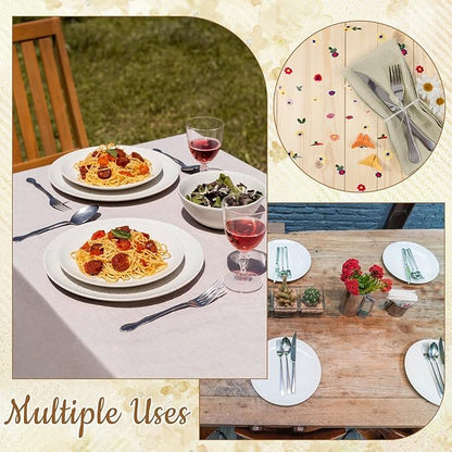 Champagne Floral Table Runner 10 FT, Embroidery Daisy Table Runners Seasonal Sheer Tulle Table Runner for Thanksgiving Wedding Birthday Baby Shower Party ﻿