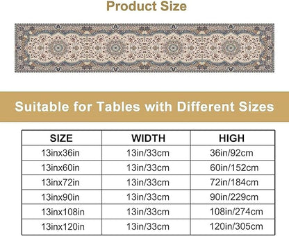 Boho Vintage French Table Runner,Retro Flower Rustic Country Style Floral Print Pattern for Home Kitchen Table Decor Dining Coffee Room Garden Party Decor 13x36in