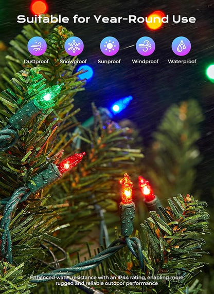 Minetom LED Multicolor Christmas String Lights, 100 Count 33 Feet LED Christmas Lights Bulb, Christmas Decorations Indoor, Christma Tree Lights for Indoor Outdoor Xmas Wedding Party Festival