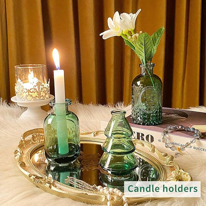 Glass Bud Vases in Bulk Set of 30 Pcs,Small Glass Vases for Flowers as Wedding Centerpieces for Tables,Clear Flower Vases Suitble for Wedding Decorations,Home Decor (Dark Green, 30 pcs)