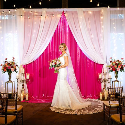 20x10ft Shimmer Hot Pink Sequin Backdrop Curtain for Parties, Thick Wrinkle Free Glitter Fuchsia Photo Backdrop Drapes Curtains for Birthday Wedding Halloween Photography Background-4 Panels 5x10ft