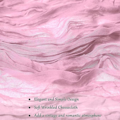 1-Pack Pink Cheesecloth Table Runners – 10FT (35x120 Inch) Boho Rustic Gauze Fabric Cheese Cloth Table Runner for Weddings, Baby Showers, Bridal Shower, Farmhouse & Birthday Party Decor