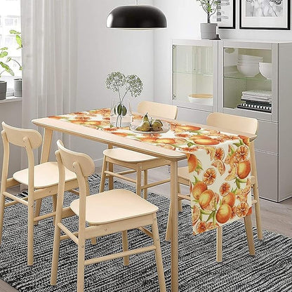 Spring Summer Orange Citrus Table Runner Sweet Fruit Botanical Print Little Cutie Dinner Runner for Farmhouse Baby Shower Party Holiday Home Kitchen Dining Table Decor 13x60