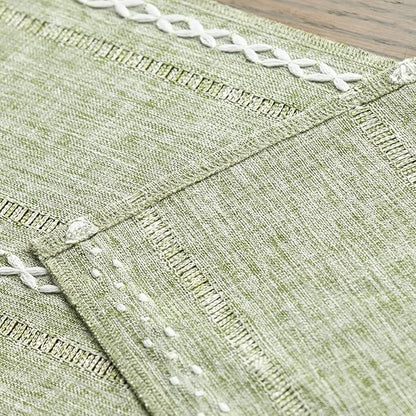 Artoid Mode Sage Green Rustic Cotton Linen Table Runner, Seasonal Embroidered Hollow Kitchen Dining Table Decoration for Home Party Decor 13x72 Inch