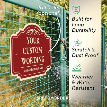 Custom Decorative Outdoor Metal Sign - Personalized Aluminum Driveway Sign, Waterproof, Made in USA - Design 2 Red Brick 36x24 In