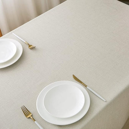 NLMUVW Linen Tablecloth for Rectangle Tables 108 Inch Linen Textured Table Cloth 6 FT Water Resistant Farmhouse Table Cover for Kitchen Dining Party, 54 x 108 Inch