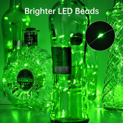 Aluan Wine Bottle Lights with Cork, 20 LED 10 Pack Fairy String Lights Waterproof Battery Operated Mini LED Cork Lamp for Liquor Bottles Jar Party Wedding Christmas Festival Bar Decoration, Green