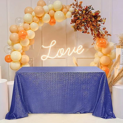 Fitable Sequin Tablecloth for Parties 60x84 Inch - Sparkle Glitter Table Cloth Laser Rectangle Overlay for Wedding Baby Shower Ceremony Birthday Holiday Banquet, Dark Blue