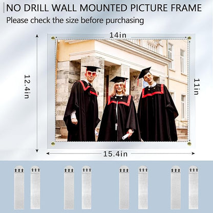 Acrylic Picture Frame for Wall, Clear Diploma Frame, No Drill Floating Frameless Photo Frame for Diploma Certificate Degree Document & Artworks Display, Graduation Gift for Students (1 Pack, 11X14 Straight edge)