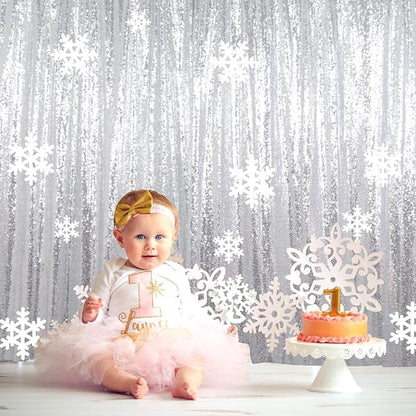 ShiDianYi Premium Sequin Photography Backdrop 6x8FT - Silver Sparkling Studio Background for TikTok/YouTube/Reels, Glitter Party Decor, Birthday & Wedding Photo Shoot