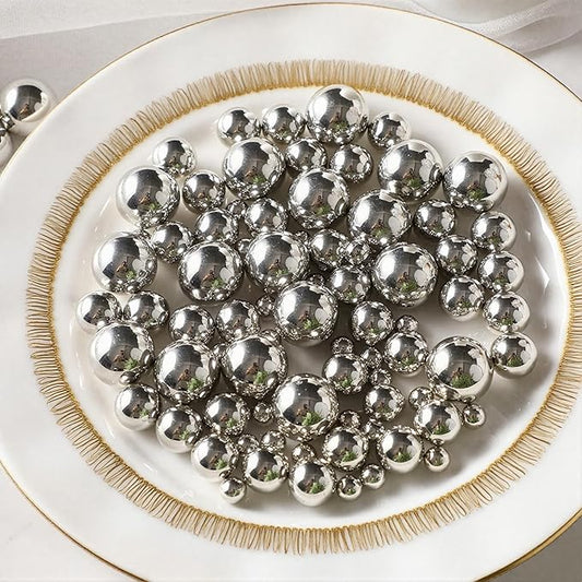 200 Pcs Vase Filler Beads Silver Pearl Beads for Vase No Hole Pearls for Centerpieces Vases DIY Home Table Party Decor DIY Wedding 8/14/20mm
