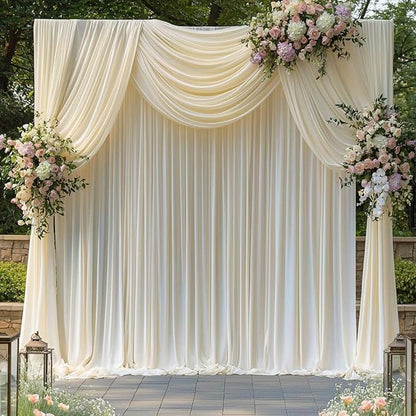 20 ft x 10 ft Wrinkle Free Ivory Backdrop Curtain for Wedding Parties, Polyester Ivory Photo Backdrop Drapes 4 Panels 5x10ft for Baby Shower Photoshoot Engagement Birthday Party Photography Background