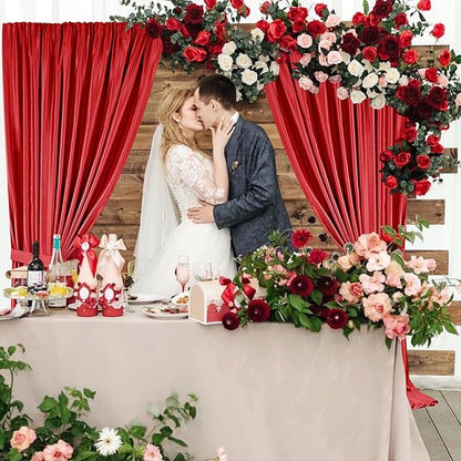 Sugargirl 10x10FT Red Backdrop Curtains Polyester Photo Backdrop Drapes Curtains 2 Panels with Rod Pockets for Party Birthday Wedding Photography Home Decoration