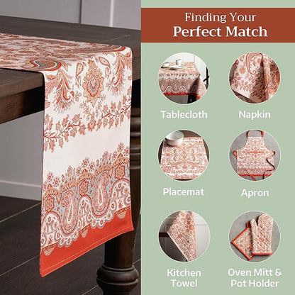 Maison d' Hermine Table Runner 100% Cotton Double Layer Table Runners 72 inches Long Decorative for Home Kitchen Dining Party Baby Shower Wedding Bridal Shower (Cachemire, 14.50" x 72")