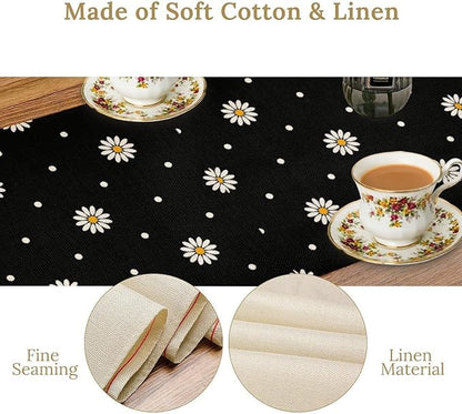 Spring Daisy Table Runner, Farmhouse Seasonal Summer Flower Retro Country Table Center Decor for Home Kitchen Dining Patio Holiday Party Indoor Outdoor Table Decorations, 13"x72" Inch