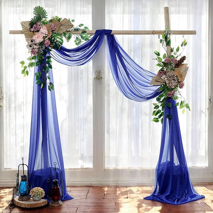 MDS Halloween Chiffon Draping Fabric - 2 Panel, 30" Wide x 100ft Long - Sheer Spooky Arbor & Canopy Drapery for Haunted House Backdrops, Party Ceilings, DIY Costumes & Themed Events - Royal Blue