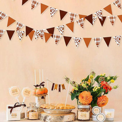 pinkblume Fall Party Decorations Maple Leaf Pennant Banner Triangle Hanging Flag Bunting for Autumn Thanksgiving Birthday Wedding Bridal Baby Shower Engagement Bachelorette Harvest Party Supplies