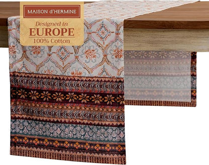 Maison d' Hermine Table Runner 100% Cotton Single Layer Table Runners 72 inches Long for Thanksgiving Christmas Decorations Home Kitchen Dining Party Wedding (Fair Isle, 14.5" x 72")