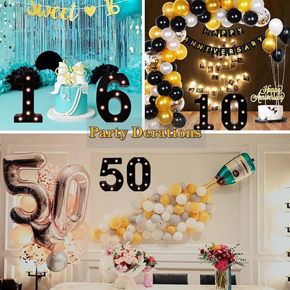 Light Up Black Alphabet Marquee Number Sign LED Marquee Number Lights Sign for Night Light Home Bar Christmas Lamp Birthday Party Wedding Decoration 0