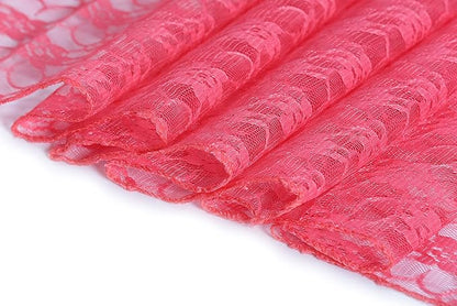 MDS Pack of 15 Wedding 12 x 108 inches Lace Table Runner for Wedding, Decorations for Birthday Parties, Banquets, Graduations, Engagements, and Runners fit Rectangle, Round Table- Coral