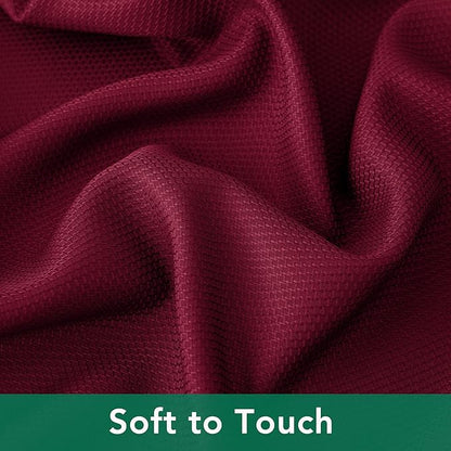 Biscaynebay Textured Fabric Christmas Round Table Cloth 90", Burgundy Water Resistant Washable Folding Table Cloths for Dining, Kitchen, Wedding & Parties Machine Washable