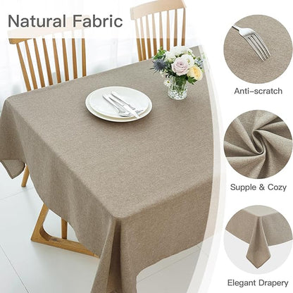 maxmill Linen Texture Tablecloth Water Resistance Antiwrinkle Spillproof Wipeable Washable Fabric Table Cloth for Dining Room, Buffet Banquet Party Holiday Dinner, Rectangular 60 x 108 Inch, Mocha