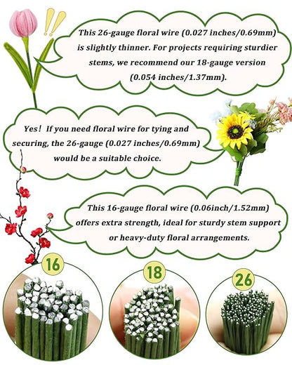 120 PCS FIVEIZERO 18 Gauge MixColor Floral Wire Stems for Artificial Flower Making,Florist Wire,Flower Wires for Crafts,Alambre para Flores for Wreaths, Flower Arrangements and DIY Projects