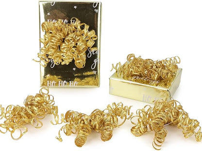 6" Metallic Gold Christmas Curly Ribbon Bows for Gift Wrapping Self Adhesive Gift Bows for Holiday Decor, Baskets, Birthday, Wedding, Presents, Party Favors Decorations 6 Counts