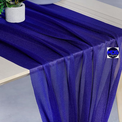 MDS Halloween Chiffon Table Runner - 20 Pack, 29 x 170 Inches, 14ft Each - Sheer Spooky Table Runners for Haunted House Parties, Trick-or-Treat Tables, Witchy Décor, Wedding & Events - Royal Blue