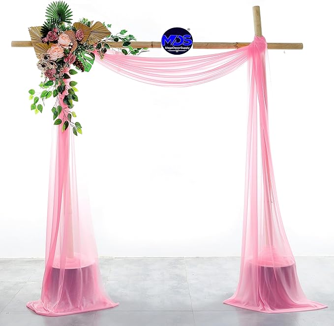 MDS Halloween Chiffon Draping Fabric - 1 Panel, 30" Wide x 30ft Long - Sheer Spooky Arbor & Canopy Drapery for Haunted House Backdrops, Party Ceilings, DIY Costumes & Themed Events - Coral