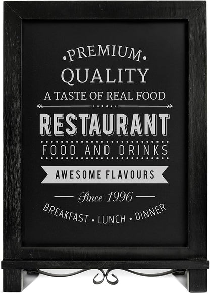 HBCY Creations Rustic Black Wooden Tabletop Chalkboard with Legs/Vintage Wedding Table Sign/Small Kitchen Countertop Memo Board/Antique Wooden Frame (12" x 17", 4- Black)