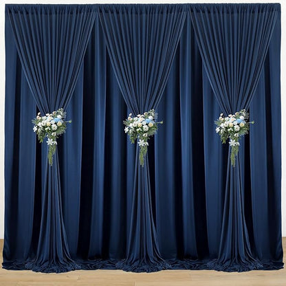 20 ft x 8 ft Navy Blue Backdrop Curtain Panels, 4 Panels 5 ft x 8 ft Wrinkle Free Polyester Photography Backdrop Drapes, Wedding Party Home Decoration Supplies