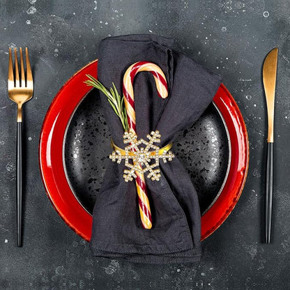 Patelai 48 Pieces Snowflake Napkin Rings Thanksgiving Christmas Napkin Holders Exquisite Household Rhinestone Napkin Rings Set for Christmas Wedding Dinner Party Table Decoration (Gold)