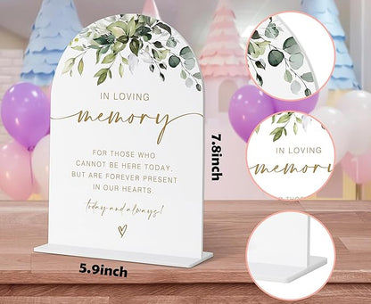 Loving Memory Sign, Wedding Memorial Sign, Greenery Gold Bridal Shower Decorations, In Wedding Signs for Ceremony and Reception, Engagement Party Desk Decorations, Wedding Table Acrylic Decor - 39