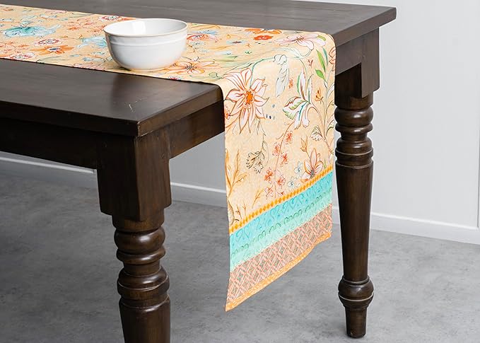 Maison d' Hermine Table Runner 100% Cotton Double Layer Table Runners 108 inches Long Decorative for Home Kitchen Dining Party Wedding Bridal Shower Spring Summer (Luxury Loft – Peach, 14.50" x 108")