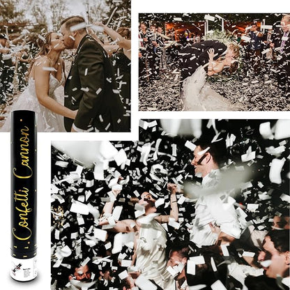 6 Pack White Confetti Poppers, 12 Inch Confetti Cannon Party Poppers Shooters for Gender Reveal, Birthday, Wedding, Graduation, Anniversary, Parties, Christmas, New Year's Eve