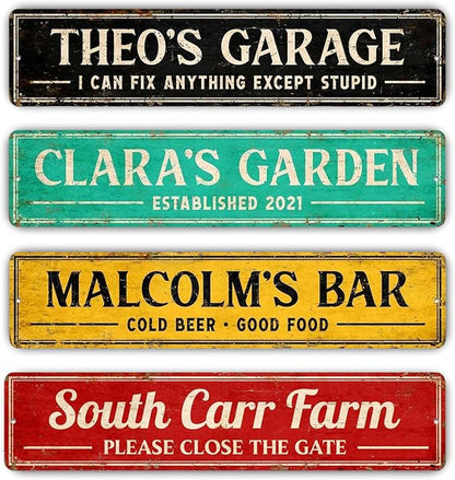Custom Metal Sign 8x24 Inches - Personalized Street Home Bar Wall Decor, Fade-Resistant Aluminum, Weatherproof Outdoor Indoor Use